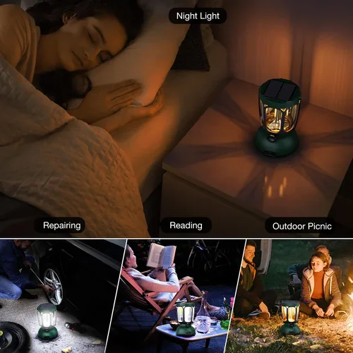 Vista 6 de Linterna de Camping LED 6000, 650LM Linterna Recargable con Manivela Manual y Batería Solar, Luces de Emergencia para Fallas de Energía en el Hogar