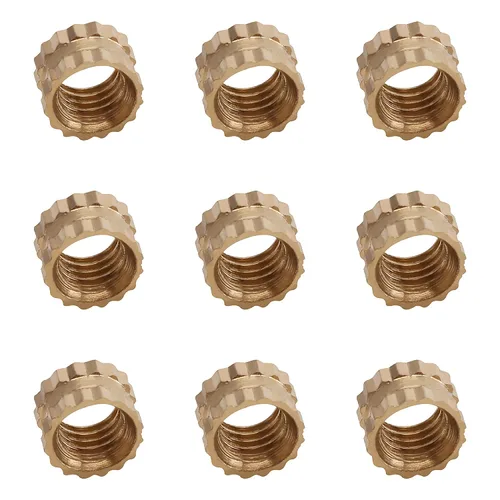 Vista 13 de MroMax Tuercas de inserción moleteadas M2, latón métrico M2x3x3.0.079 in Tuercas de inserción roscadas a través de roscas encajadas en agujeros