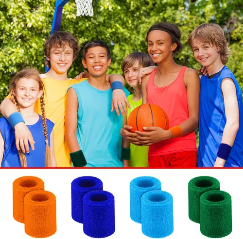Vista 5 de Hungdao Pulseras para niños, coloridas bandas deportivas para sudar, atléticas, baloncesto, fútbol, fiestas, regalos para niños, actividades al aire