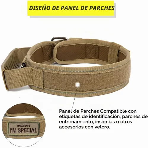 Vista 3 de Collar táctico para perro con asa, collar de entrenamiento militar ajustable para perros, nailon suave y hebilla de metal resistente para perros