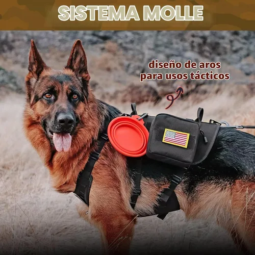 Vista 4 de Forestpaw - Juego de arnés táctico para perro, collar y correa elástica, S, color negro