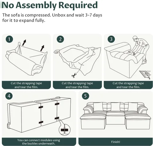 Vista 5 de Sofá modular de 111.8 pulgadas con otomana, sofá de nube sin hueso con asiento profundo, cómodos sofás de pana en forma de U para sala de estar,