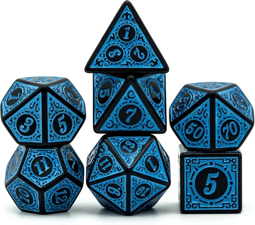 Vista 27 de Juego de 10 dados poliédricos DND (70 piezas) con 2 bolsas de cuero, juego de dados D&D para Calabozos y Dragones, juegos de mesa RPG