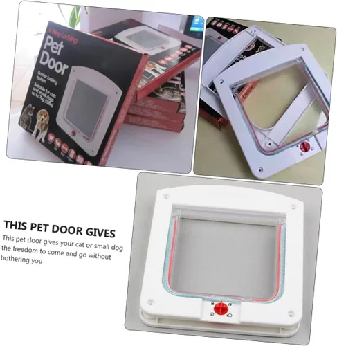 Vista 6 de HEMOTON 2 puertas controlables con solapa para gatos para un fácil acceso, portal para gatos, duradera, fácil de instalar, puerta para mascotas