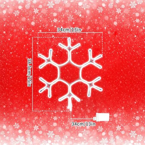 Vista 4 de LAMPHOME Decoración navideña de copo de nieve de 15 pulgadas, 360 luces LED, uso en interiores y exteriores, para Navidad, fiesta, festival