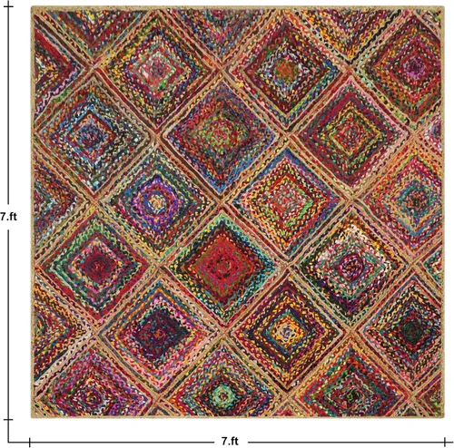 Vista 61 de Natural Jute Collection - Alfombra rectangular de 2 x 3 pies, alfombra de yute trenzada a cuadros multicolor de 0.27 pulgadas de grosor, ideal