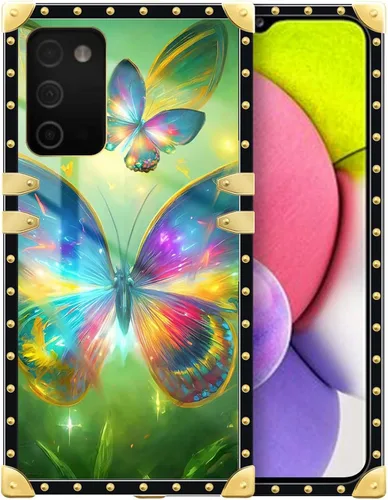 Vista 124 de Funda compatible con Samsung Galaxy A03S 4G, TPU suave de lujo y parte trasera de policarbonato duro para niñas y mujeres, funda protectora a prueba