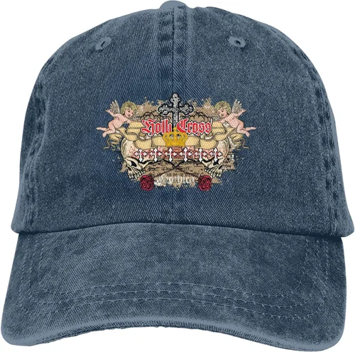 Vista 9 de Sombrero de vaquero de moda para hombre y mujer, ajustable para cuatro estaciones, gorra de béisbol del infierno con ángel, azul marino, Azul marino