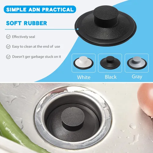 Vista 3 de RQYEKDO Tapón para fregadero de cocina, cubierta universal de fregadero de 3-1/2 pulgadas para tapón de eliminación de basura y tapón de drenaje