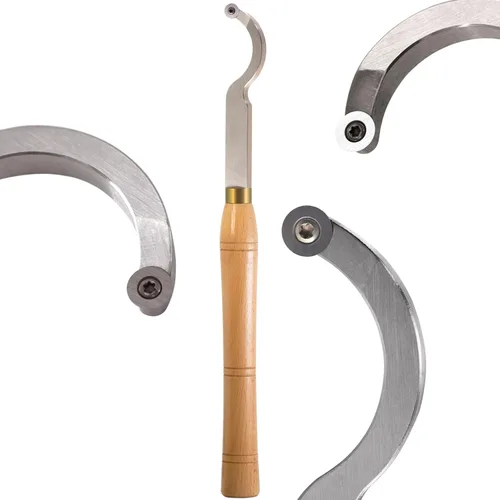 Vista 3 de Herramienta de torneado de madera hueca con cuello de cisne, cincel doblado con punta de carburo redondo de 0.472 in, longitud de 16 pulgadas