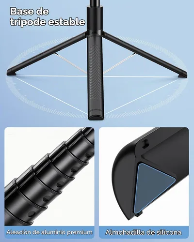 Vista 6 de TECKNET Trípode de teléfono de 71 pulgadas y palo para selfie, soporte de trípode portátil extensible para teléfono celular con control remoto Negro