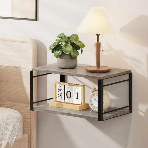 Vista 12 de Mesita de noche flotante, mesita de noche de madera, mesita de noche flotante para dormitorio, sala de estar, baño, cocina, oficina (negro)