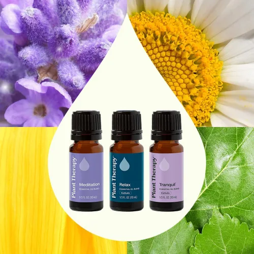 Vista 3 de Plant Therapy Set de mezcla de aceites esenciales de relajación 100% puro, sin diluir, aromaterapia calmante, alivio del estrés, sueño reparador