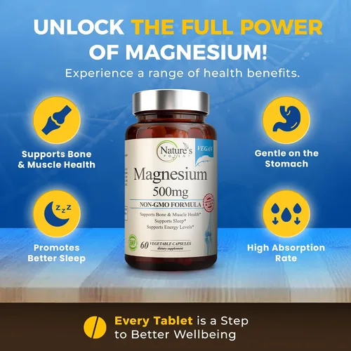 Vista 2 de Nature's Potent Suplementos de magnesio Citrato de magnesio y óxido de magnesio 500 mg Suplemento de magnesio vegano para mujeres y hombres
