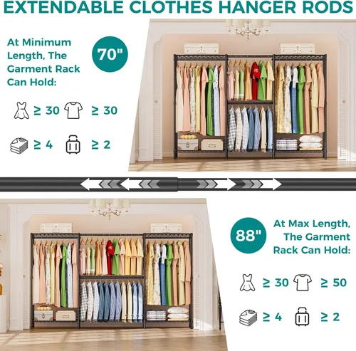 Vista 4 de SINGAYE Perchero portátil para armario, perchero resistente, sistema de organización y almacenamiento para colgar ropa, perchero ajustable