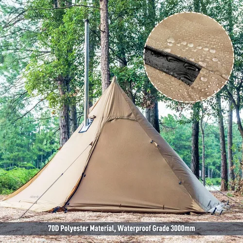 Vista 5 de FIREHIKING Tienda de campaña caliente para 2-4 personas Tipi con estufa Jack para mochileros Caza 11'6" x 6'11" with Stove Jack