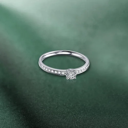 Vista 5 de DIYA 1CT Round Cut Moissanite Diamond Ring, 925 Sterling Silver Solitaire Promise Rings for Her Ladies Wedding Rings Jewelry Gifts for Women Wife