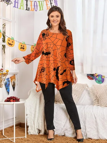 Vista 4 de LARACE - Camisa de talla extragrande para mujer, camisa tipo túnica con manga 34, ajuste holgado, ropa básica para mujer
