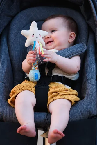 Vista 7 de Taf Toys Sonajero Palo de Lluvia Estrella, Juguete Musical Agitar y Sonajero Creador de Lluvia, Instrumento Musical para Bebés y Niños Pequeños