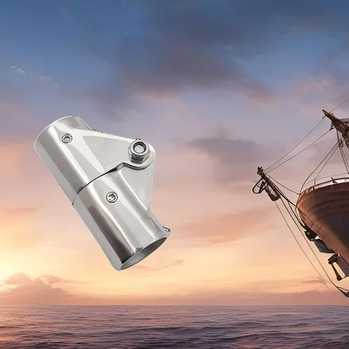 Vista 5 de Conector giratorio plegable de acero inoxidable 316 resistente para tubo de barandilla de mano de barco de 7/8 pulgadas o 1 pulgada