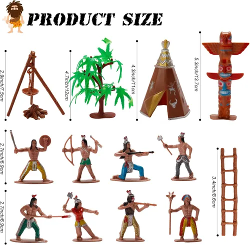 Vista 2 de X Hot Popcorn 23 Piezas Figuras de Indios en Miniatura, Figuras de Acción de Indios de Plástico, Suministros de Diorama para Decoración de Escenas
