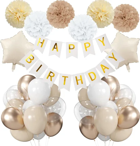 Vista 8 de Decoraciones de cumpleaños para niñas púrpura y plata Lavanda fiesta decoración Kit para ella mujer incluyendo feliz cumpleaños Banner pompón flor