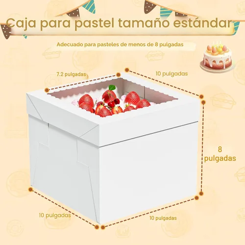 Vista 3 de RYDDOY 3 Pack Cake Boxes with Board, 10x10x8 In Tall Cake Box with Window Soporte para tartas, contenedor de transporte de almacenamiento, fácil