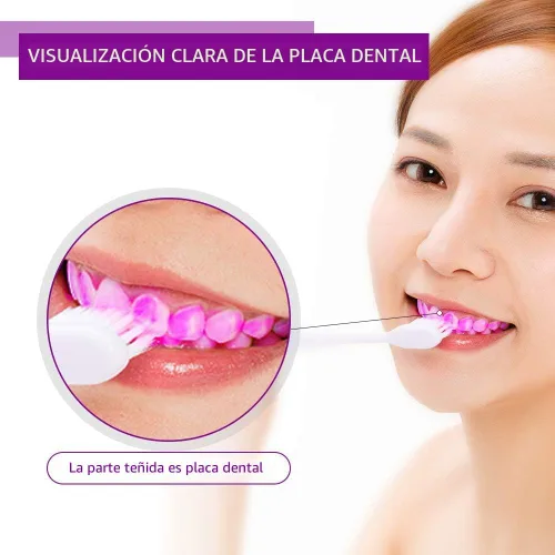 Vista 4 de Tabletas reveladoras de placa dental para niños y adultos – Mostrar placa cambiando de color – Ayuda a enseñar hábitos de cepillado para dientes