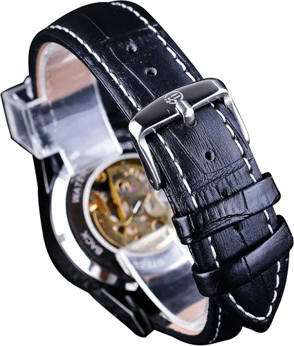 Vista 6 de FORSINING Reloj mecánico de pulsera automático para hombre, diseño de dragón dorado, esfera tallada de lujo, mecánico, impermeable, para hombre