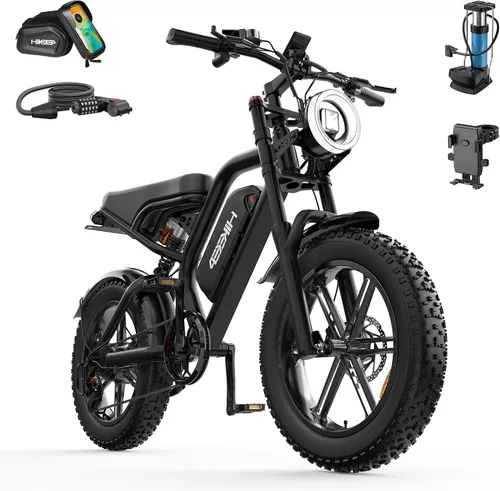 Vista 9 de HiKeep Bicicleta eléctrica para adultos – Peak 3000W, 52V 40Ah Fat Tire E-Bike con neumáticos de 20 x 4.0, suspensión completa, frenos hidráulicos