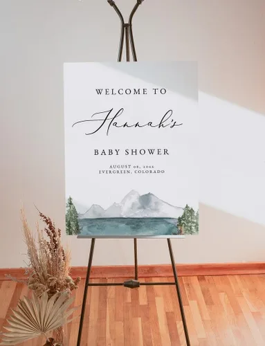 Vista 6 de Letrero de bienvenida personalizado con texto en inglés «Oh Baby Show» – Cartel de bienvenida de corona para baby shower – Póster de corona de baby