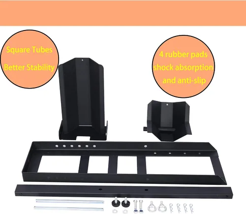Vista 5 de Soporte ajustable para rueda de motocicleta, soporte de rueda resistente de 1800 libras, calzo delantero de motocicleta negro, soporte de remolque