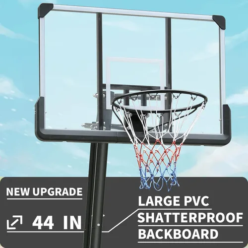 Vista 7 de Sports God - Sistema de aro de baloncesto portátil, tablero ajustable y ruedas para niños/adultos, interior y exterior