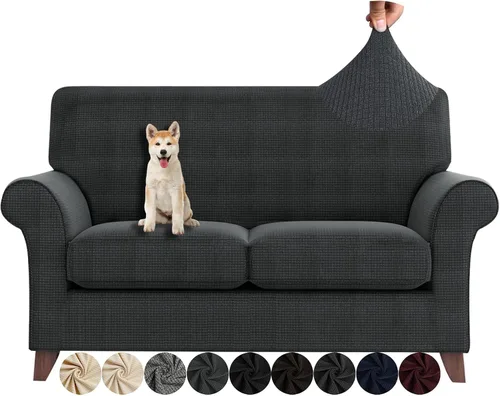 Vista 20 de ZNSAYOTX - Fundas de sofá para sala de estar (4 piezas), antideslizantes, fundas de sofá para 3 cojines, sofá, mascotas, perros, funda lavable a