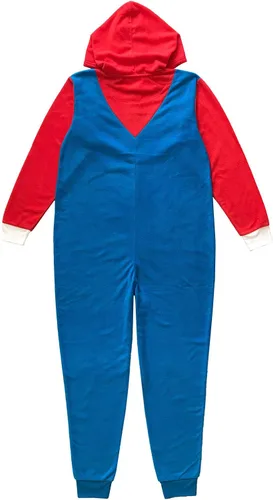 Vista 7 de Super Mario Bros. Disfraz de Mario de microforro polar de una pieza para hombre, traje de pijama de una pieza, Rojo