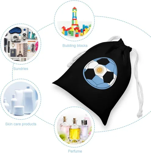 Vista 5 de Argentine Flag Football Drawstring Storage Pouch Bags Dust-Proof Gift Durable Bag for Home Travel