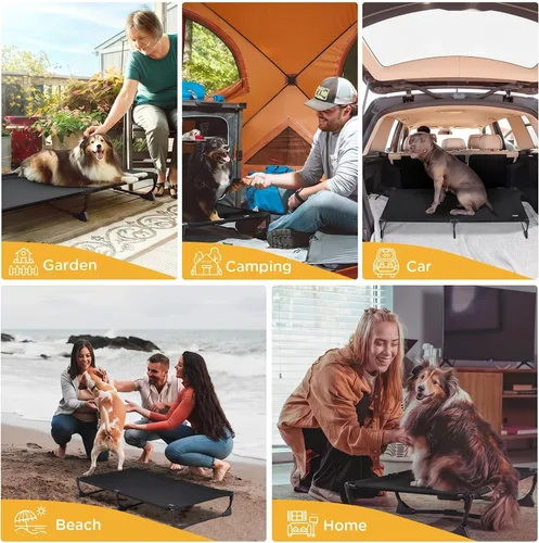 Vista 7 de CANINE CANYON Catre antideslizante mejorado, cama elevada grande para perros, catre plegable portátil para exteriores, para campamento/hogar, a