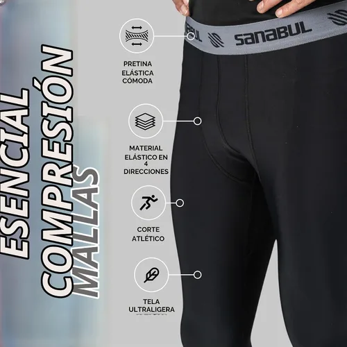 Vista 5 de malla protectora para entrenamiento de Jiu Jitsu y base de compresión. Para hombre. Negro