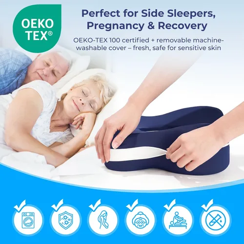 Vista 6 de Knee Pillow for Side Sleepers - 13" Lengthened Leg Pillow for Side Sleeping, Memory Foam with Airflow Hole, No Sagging/Stiffening, Helps Relieve