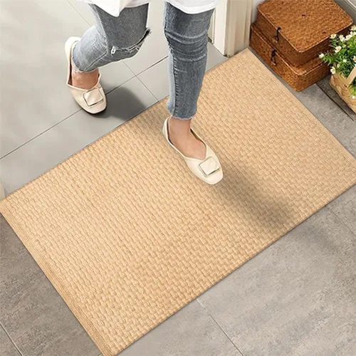 Vista 7 de Lightnpro - Alfombra trenzada de yute tejida a mano de 2 x 3 pies, tejido liso, color natural, alfombras bohemias reversibles para cocina, sala