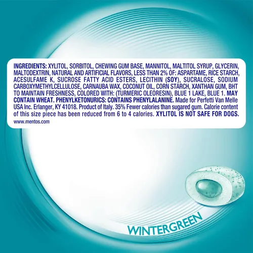 Vista 2 de Mentos Chicle Pure Fresh sin azúcar con xilitol, gaulteria, a granel, botella de 50 piezas (paquete de 6)