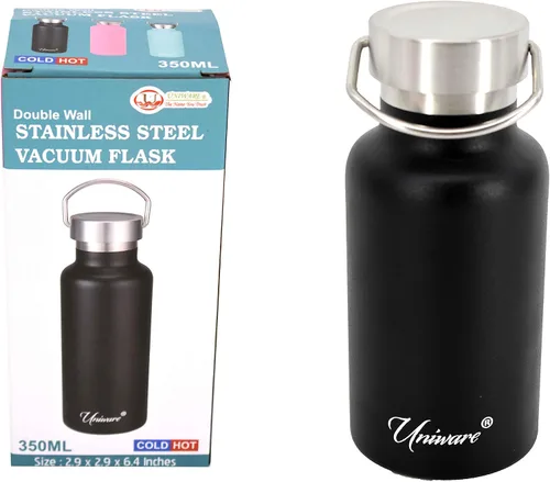 Vista 2 de Frasco de vacío de acero inoxidable de doble pared (11.8 fl oz) (negro)