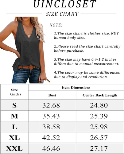 Vista 5 de Uincloset - Camiseta básica sin mangas, con cuello en V, de verano y holgada para mujer