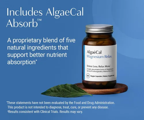 Vista 9 de AlgaeCal Magnesium Relax™ - Magnesio Quelado con Ashwagandha para Dormir y Ansiedad Ocasional - Glicinato, Malato, Citrato - Apoyo para el Sueño