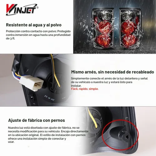 Vista 6 de Ensemble de luces traseras Winjet para camioneta Toyota Pickup 1989 1990 1991 1992 1993 1994 1995, lámparas traseras funcionales de repuesto