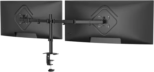 Vista 15 de Suptek Soporte de escritorio para monitor doble, brazo de monitor doble ajustable para 2 pantallas de computadora de hasta 27 pulgadas, poste extra