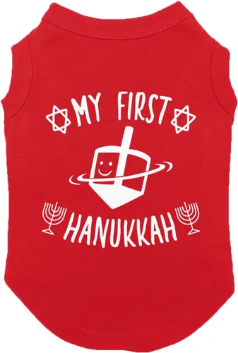 Vista 3 de My First Hanukkah - Camiseta para perro Menorah Dreidel (negro, XS)