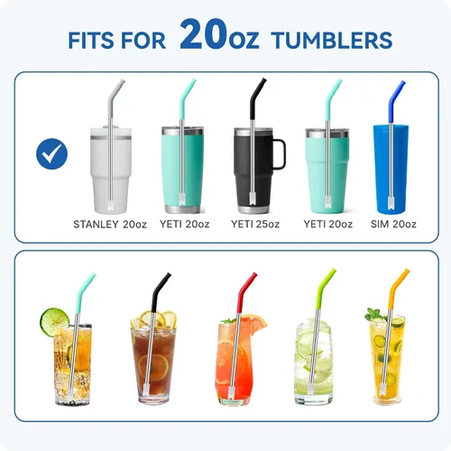 Vista 7 de Pajitas de acero inoxidable reutilizables para vaso Yeti de 20 onzas, taza Consejos 1