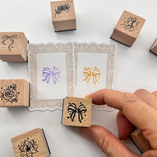 Vista 3 de 16 sellos de goma montados en madera, juego de sellos de goma de madera para arte y manualidades, fabricación de tarjetas, álbumes de recortes