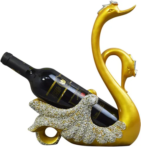 Vista 12 de Fantes Soporte para vino de cisne, soporte para botellas, mostrador, soporte de almacenamiento para boda, fiesta, decoración del hogar (cisne azul)